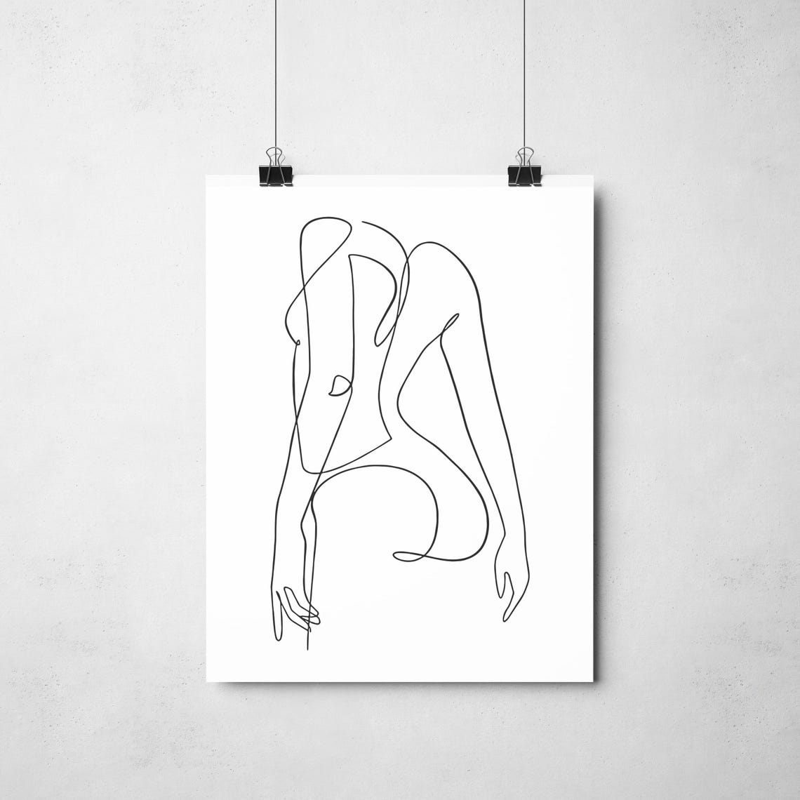 Nude Woman Torso Abstract Minimalist Continuous Line Art Poster - Image 2