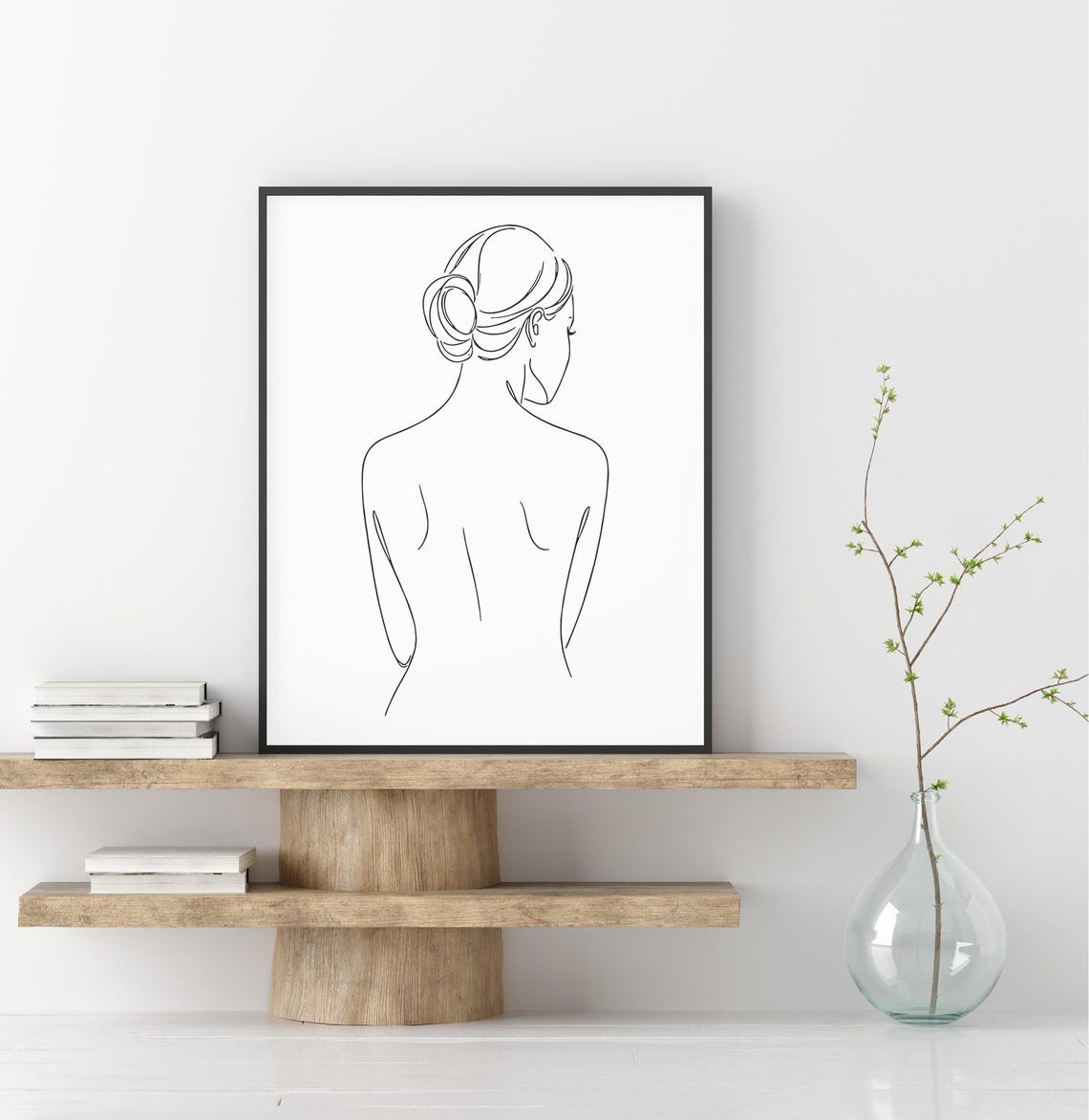 Minimal Woman Back Wall Art Female Line Drawing Elegant Nude Silhouette Modern Bedroom Decor - Image 2