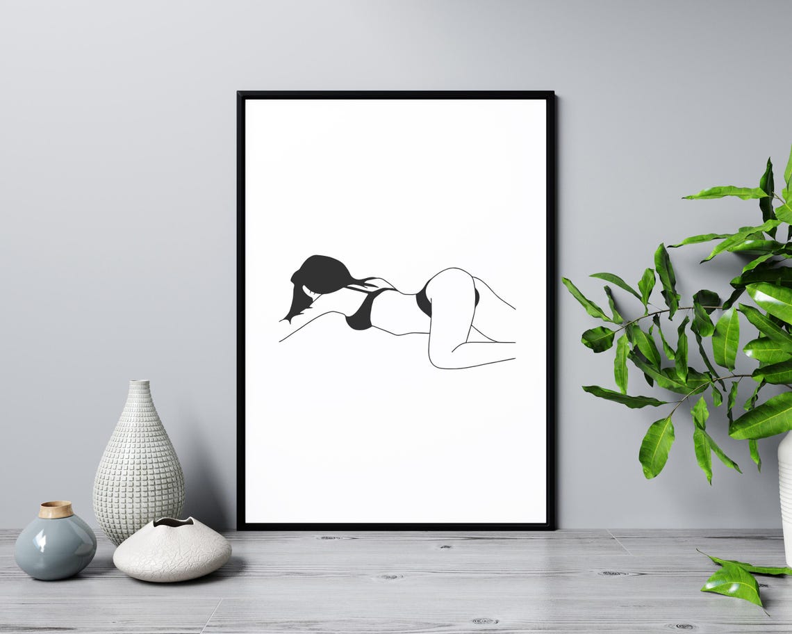 Reclining Woman Line Art Nude Figure Minimalist Body Drawing Poster - Image 3