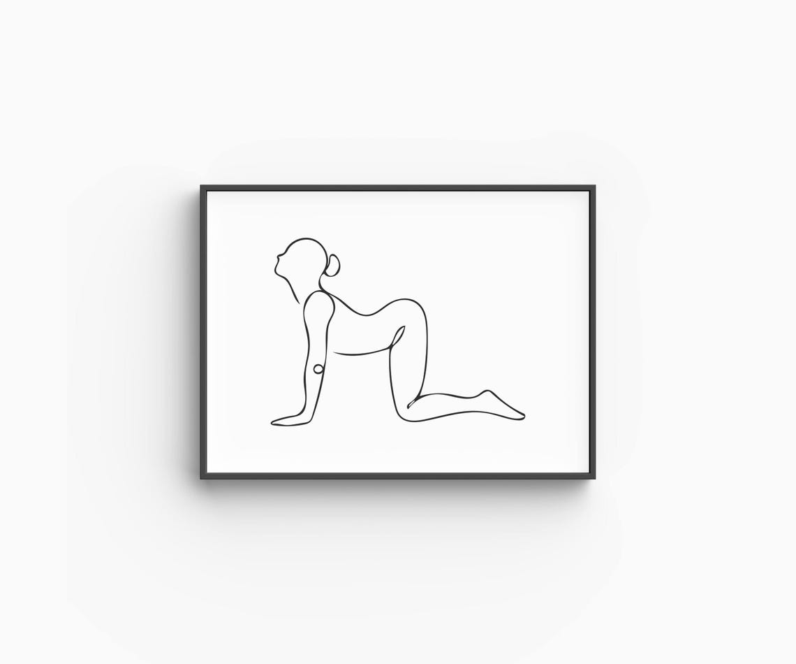 Yoga Tabletop Pose Graceful Woman Deep Stretch Line Art Poster - Image 6