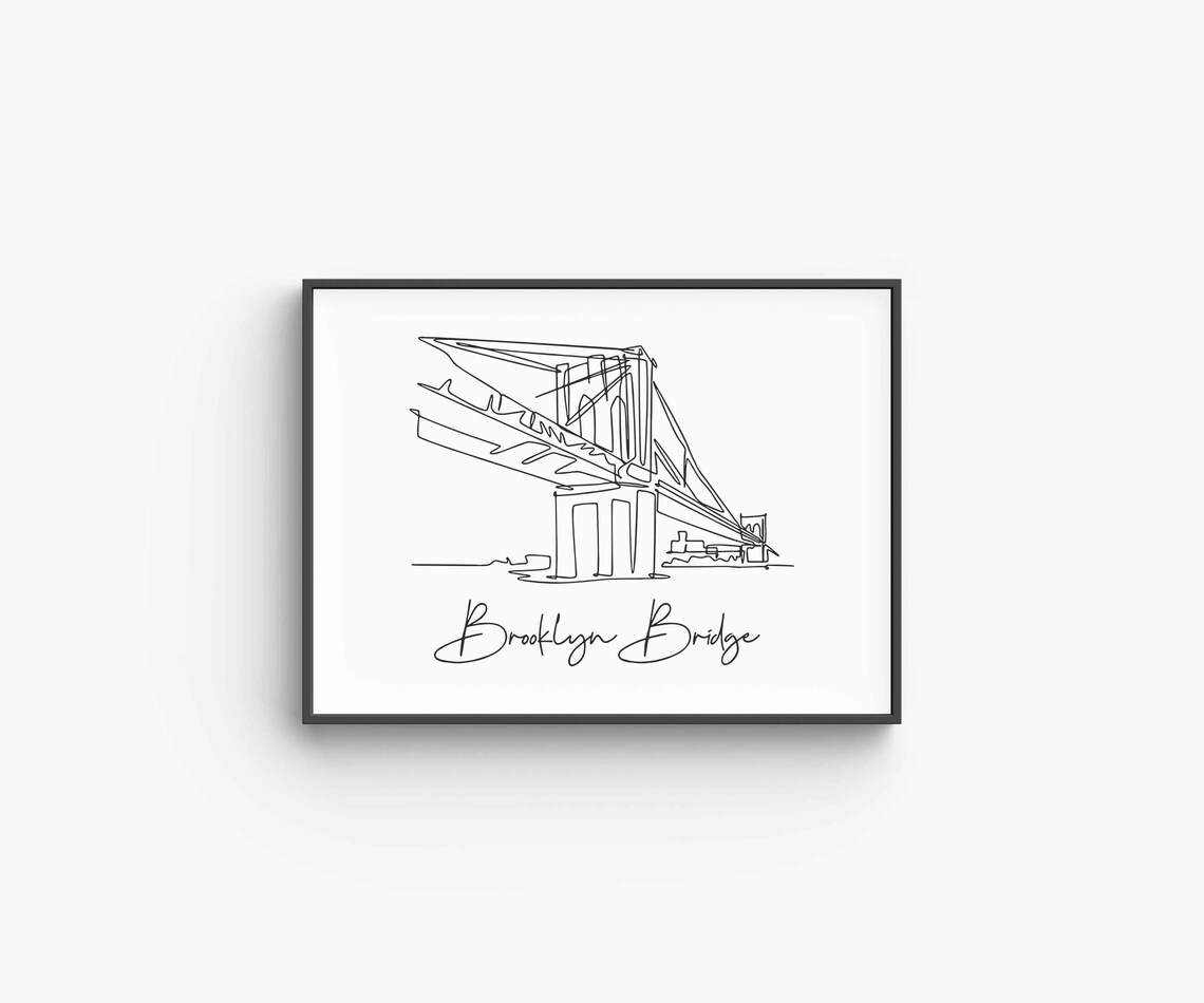 Brooklyn Bridge New York Single Line Drawing Minimalist Landmark Poster - Image 6