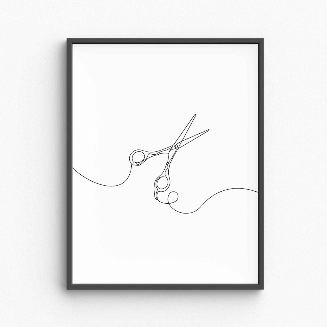 Minimalist Scissors Line Art, Modern Office Decor