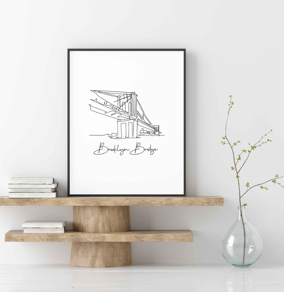 Brooklyn Bridge New York Single Line Drawing Minimalist Landmark Poster - Image 3