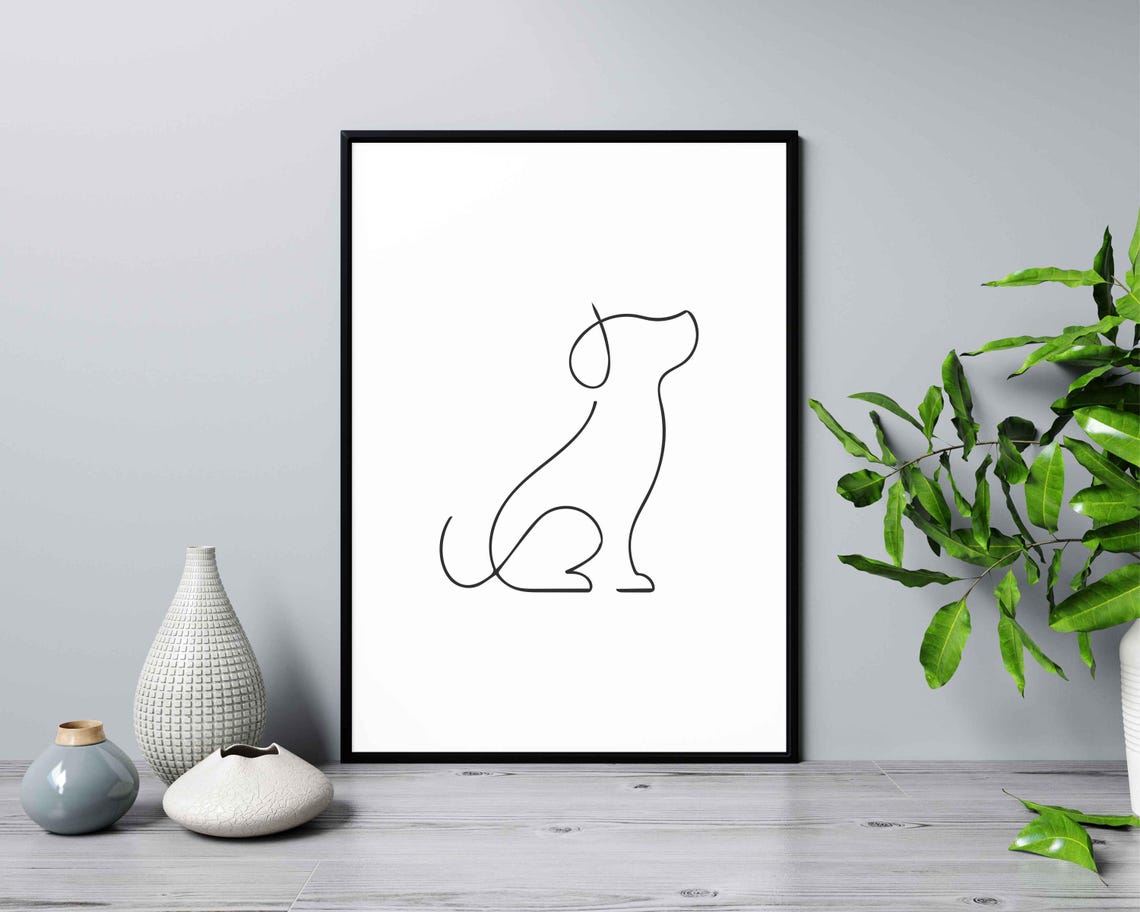 Minimalist Dog Line Art, Simple Animal Illustration - Image 2