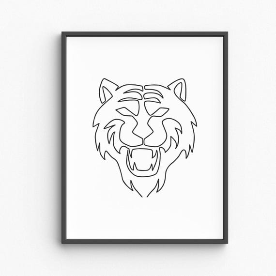 Lion Line Art Animal Print Drawing Minimalist Wall Bedroom