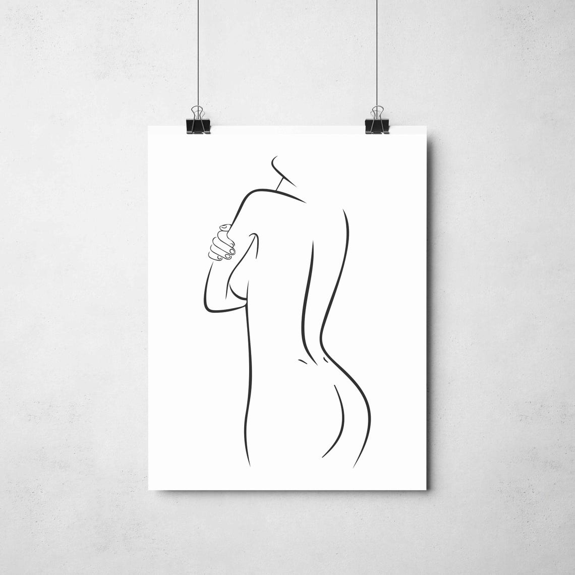Standing Woman Figure One Line Drawing Minimalist Art Poster - Image 2