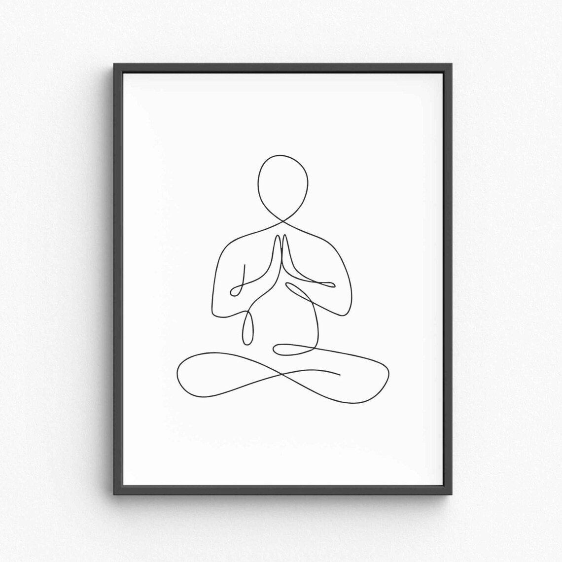 Meditation Figure Prayer Pose Single Line Yoga Studio Mindfulness Decor Poster