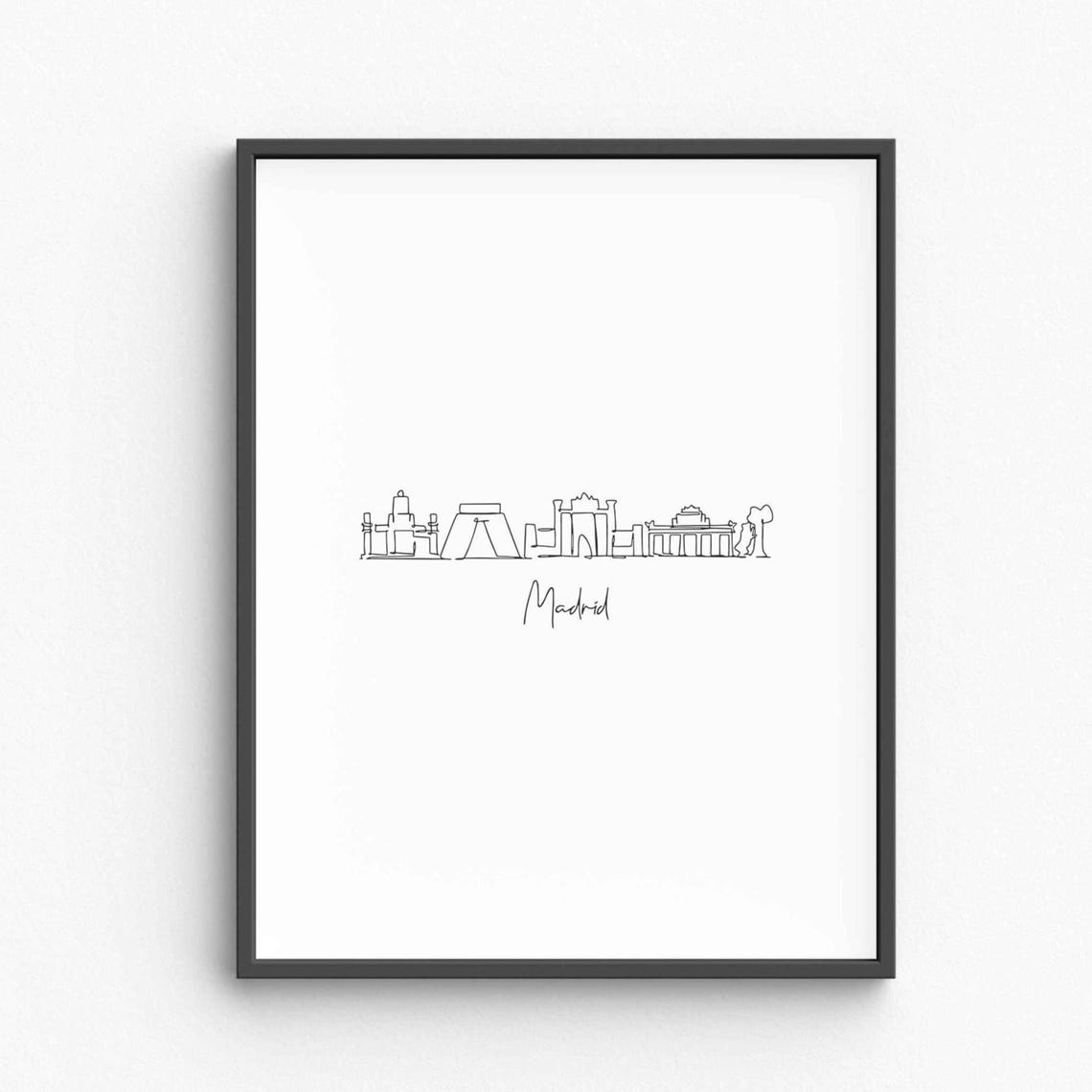 Madrid Historic Skyline Line Art Minimalist Spain Travel Poster
