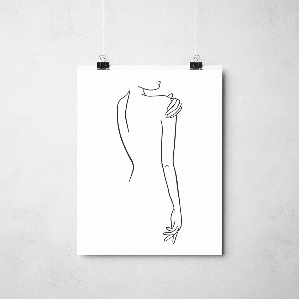 Woman Shoulder Back View One Line Figure Drawing Minimalist Art Poster - Image 2