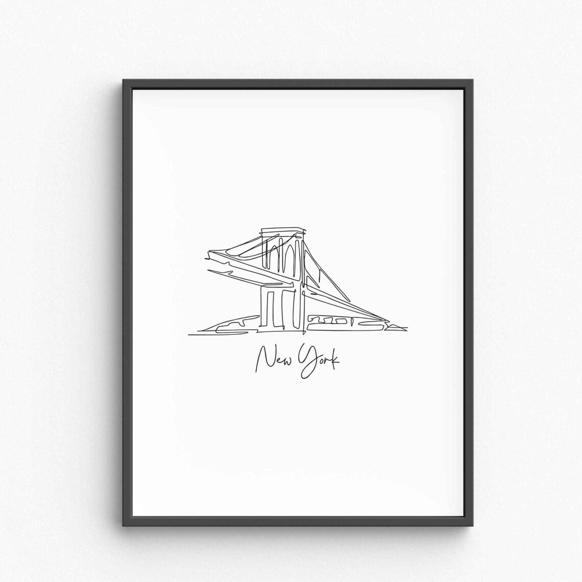 Brooklyn Bridge New York Line Art Minimalist NYC Travel Poster