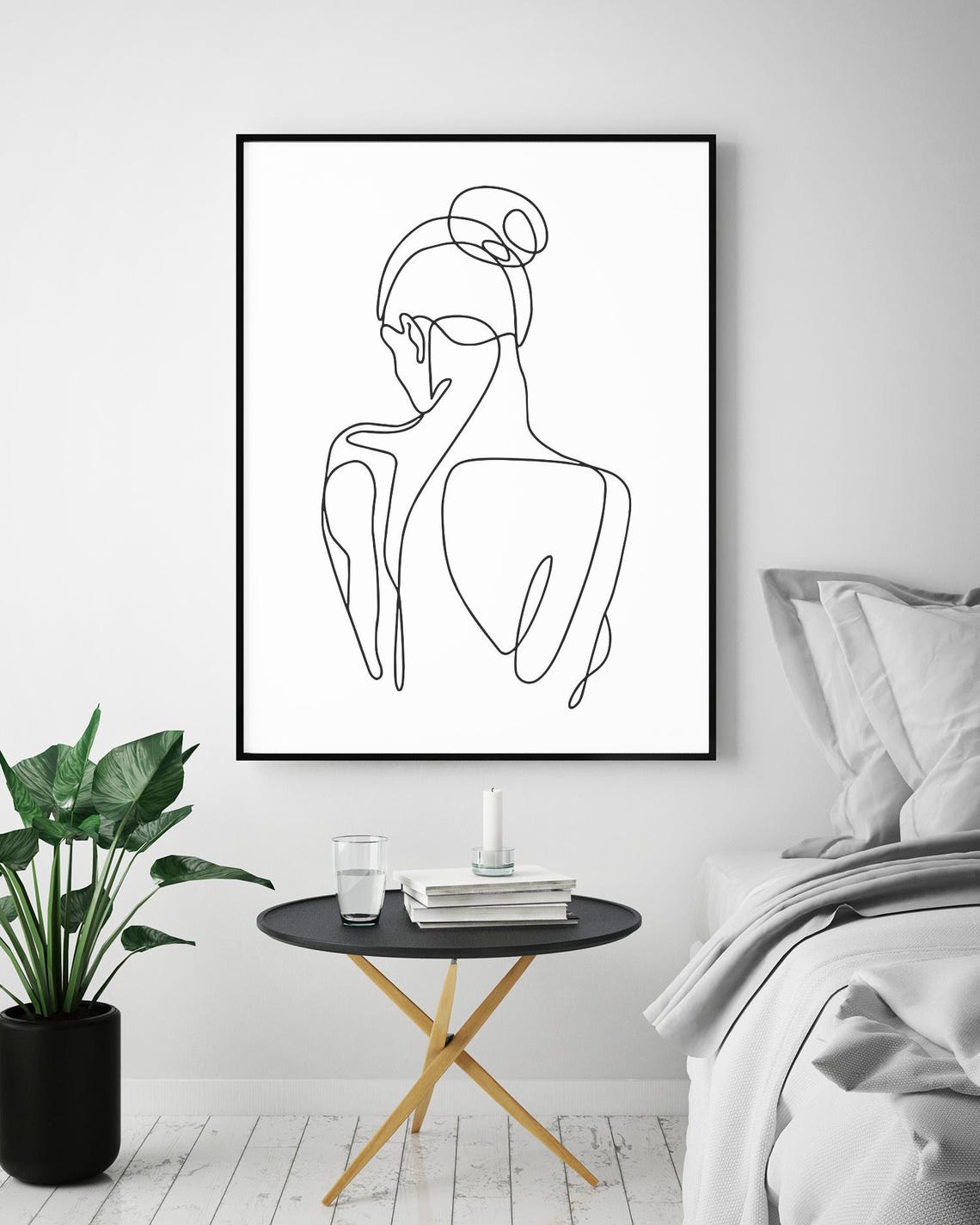 Minimalist Woman Back Art Elegant Female Silhouette Line Drawing Of View Modern Wall Feminine Decor - Image 5