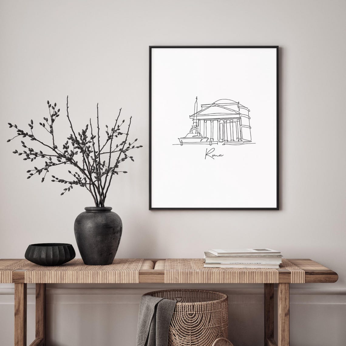 Roma Pantheon One Line Drawing Minimalist Italy Travel Art Poster - Image 4