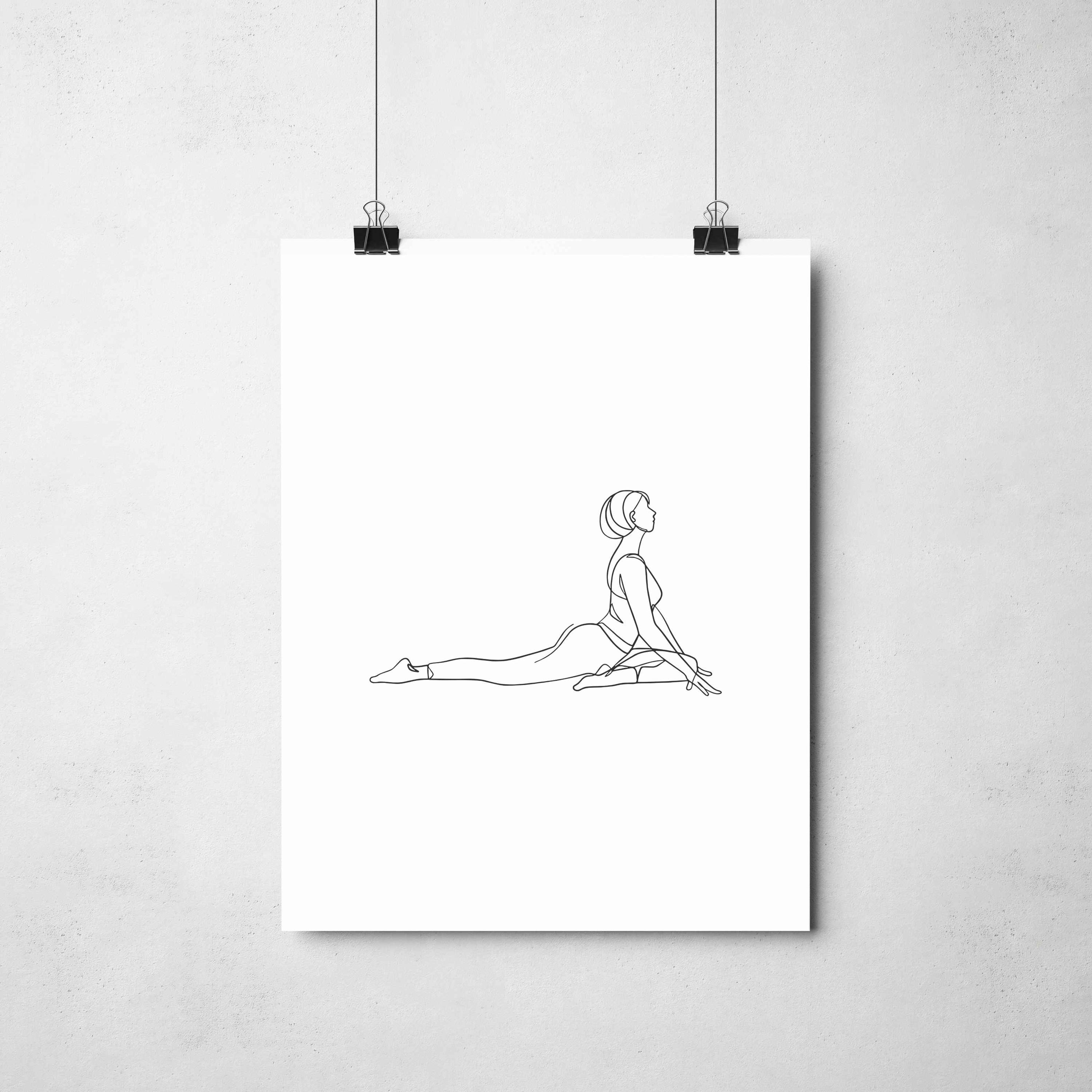 Yoga Woman Seated Stretch Pose Line Drawing Zen Studio Wellness Decor Poster - Image 2