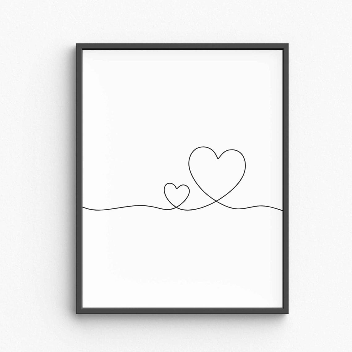 Minimalist Heart Line Art Love Illustration Art Print