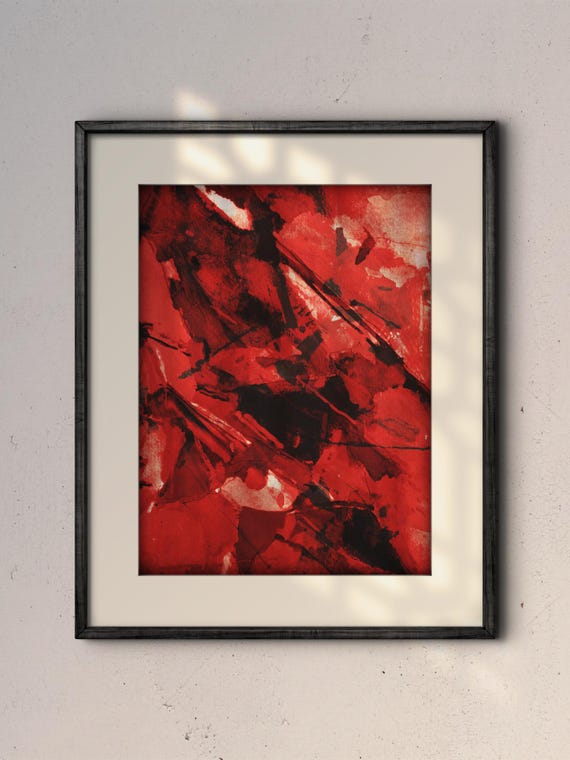 High Contrast Abstract Watercolor Painting In Red And Black Created On Paper Bold Brushstrokes And Dynamic Contrasts Download