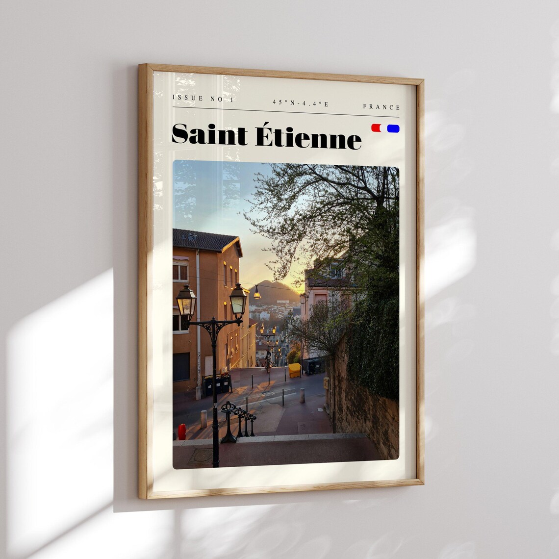 Saint Etienne France Sunset Street With Vintage Lamp Glow Poster - Image 2
