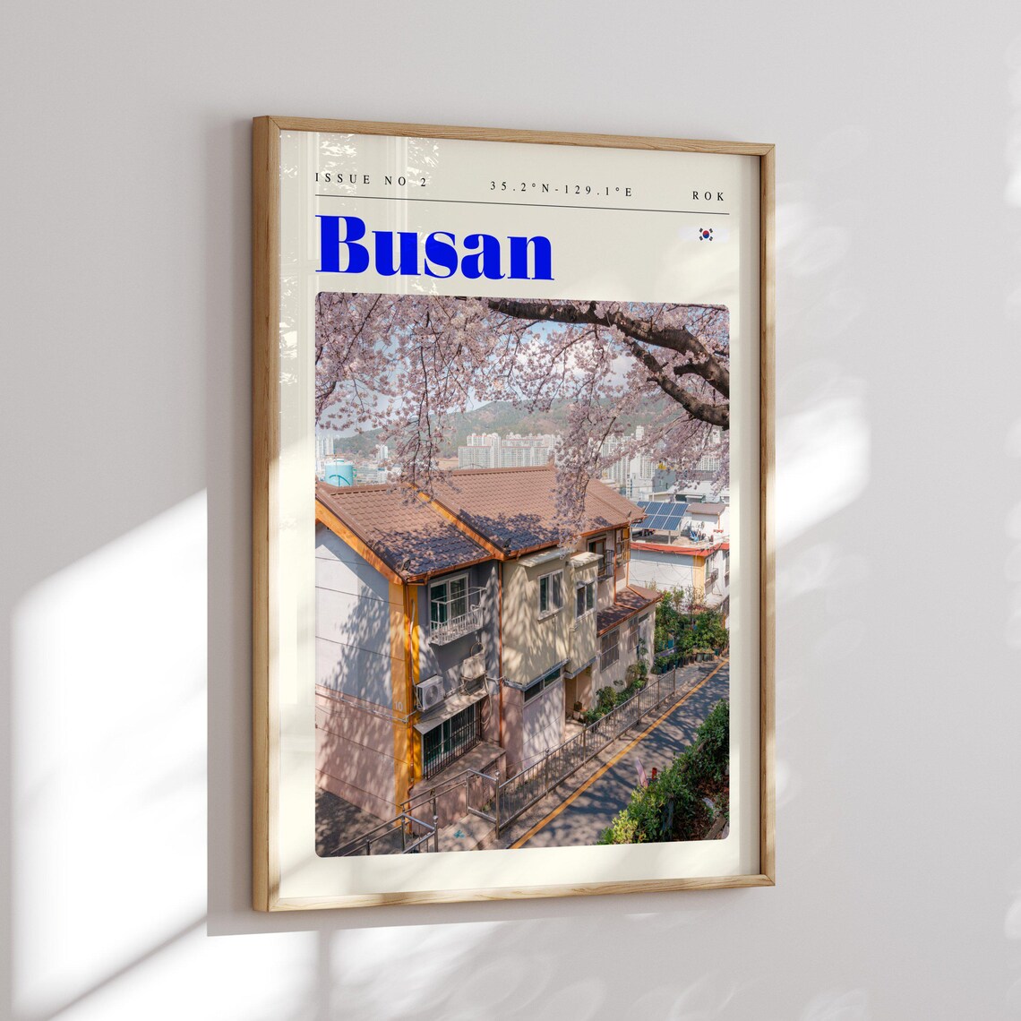 Busan Cherry Blossoms Street Scene ROK Issue 2 Retro Travel Poster - Image 2
