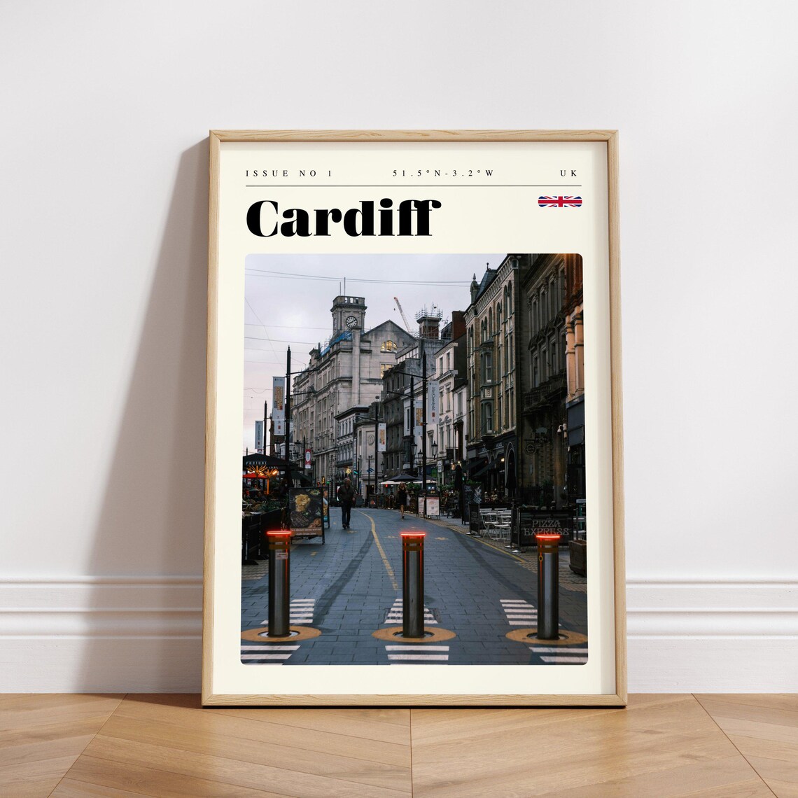Cardiff Historic City Street Dusk UK Issue 1 Retro Travel Poster - Image 3