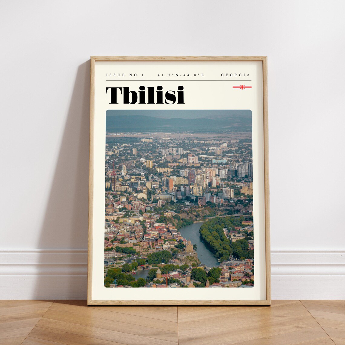 Tbilisi Georgia Vintage Travel Poster Old Town River Aerial Photo Art - Image 3