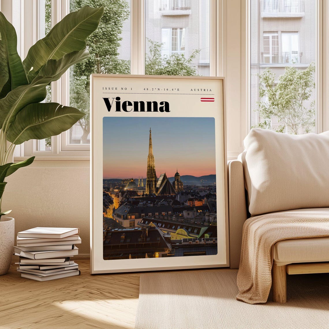 Vienna Austria St Stephen Cathedral Sunset Skyline Travel Poster