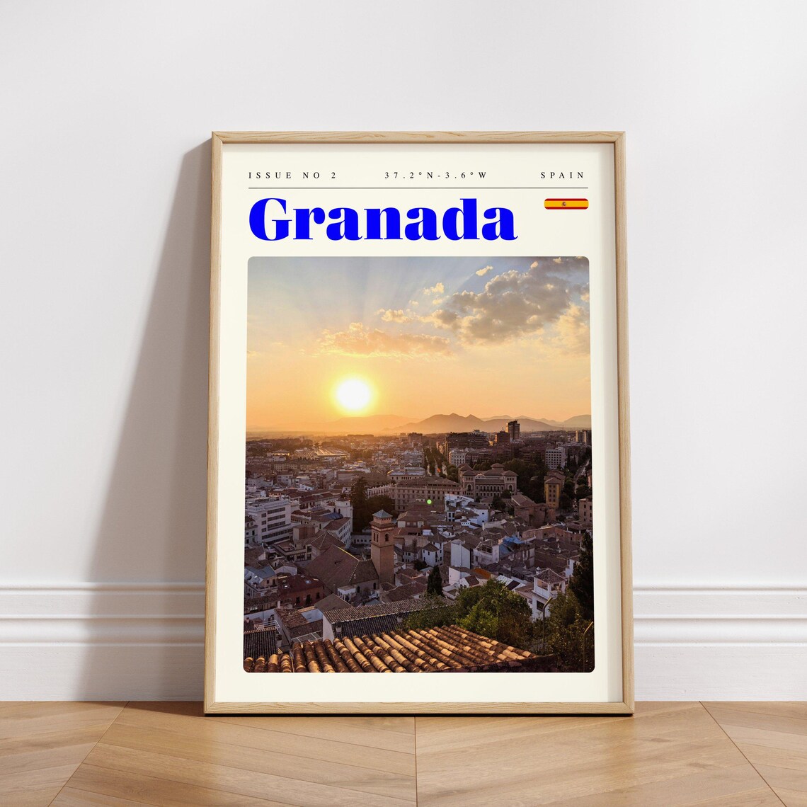 Granada Spain City Sunset Rooftops Golden Sky Photo Travel Poster - Image 3