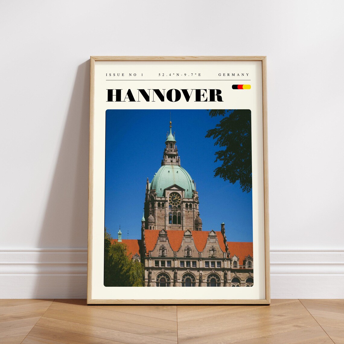 Hannover New Town Hall Dome Issue 1 Germany Retro Travel Poster - Image 3