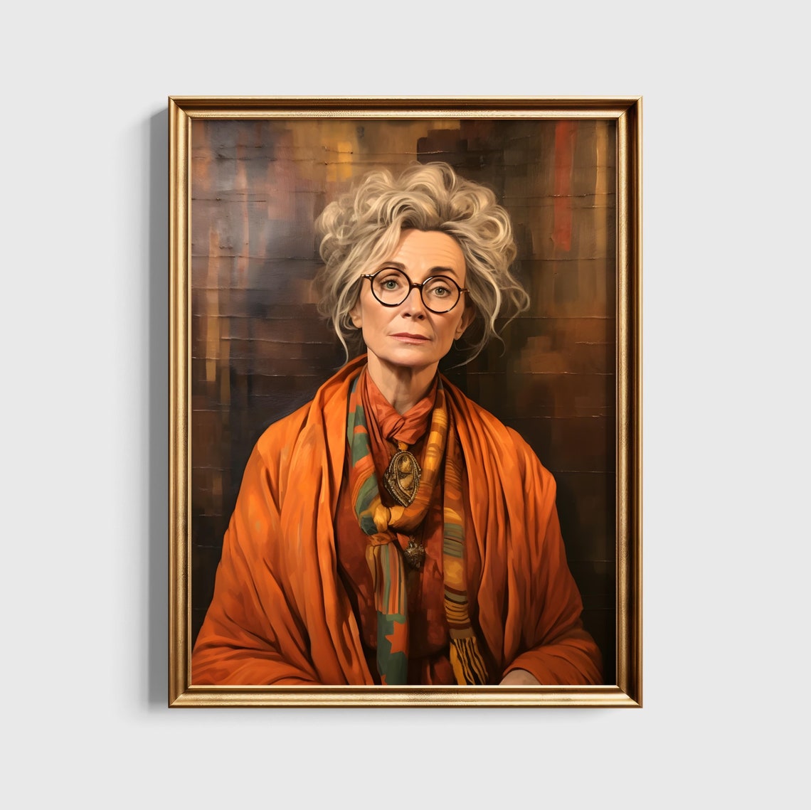 Professor Trelawney in Orange Shawl Divination Portrait Art Poster