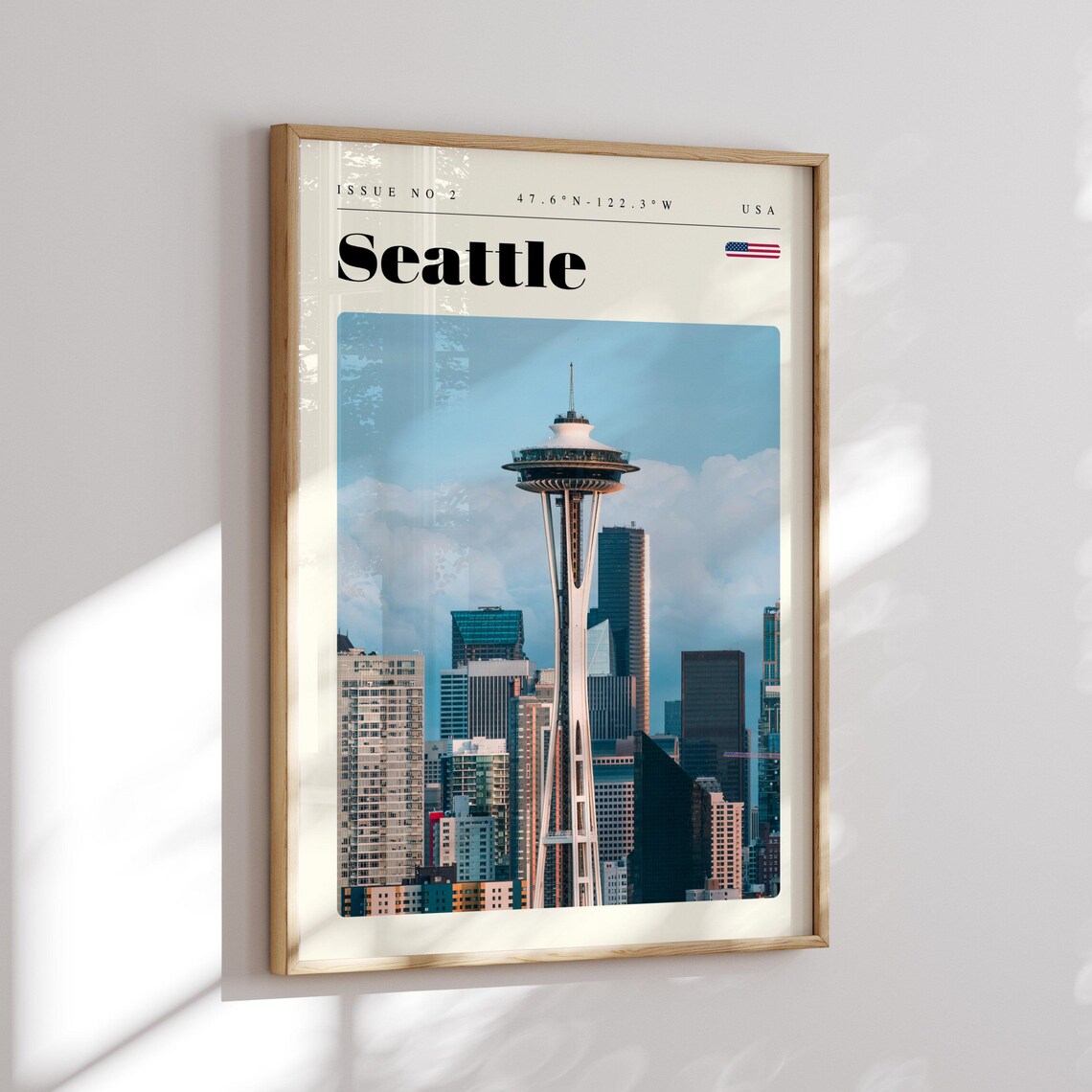 Seattle USA Vintage Travel Poster Space Needle Downtown Skyline - Image 2