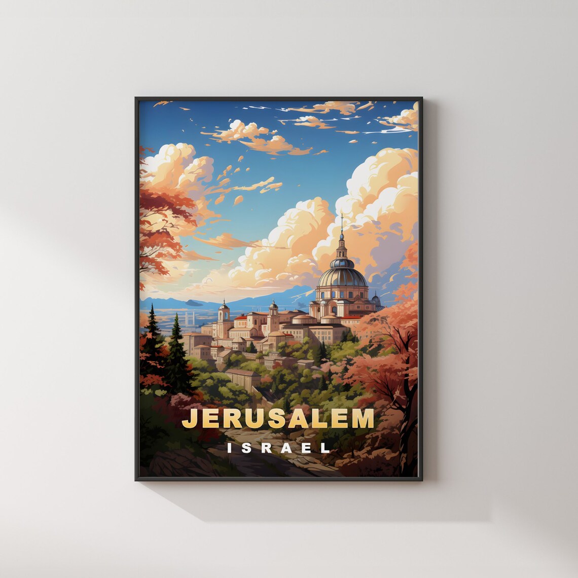 Jerusalem Israel Domed Church Historic Old City Retro Travel Poster - Image 2