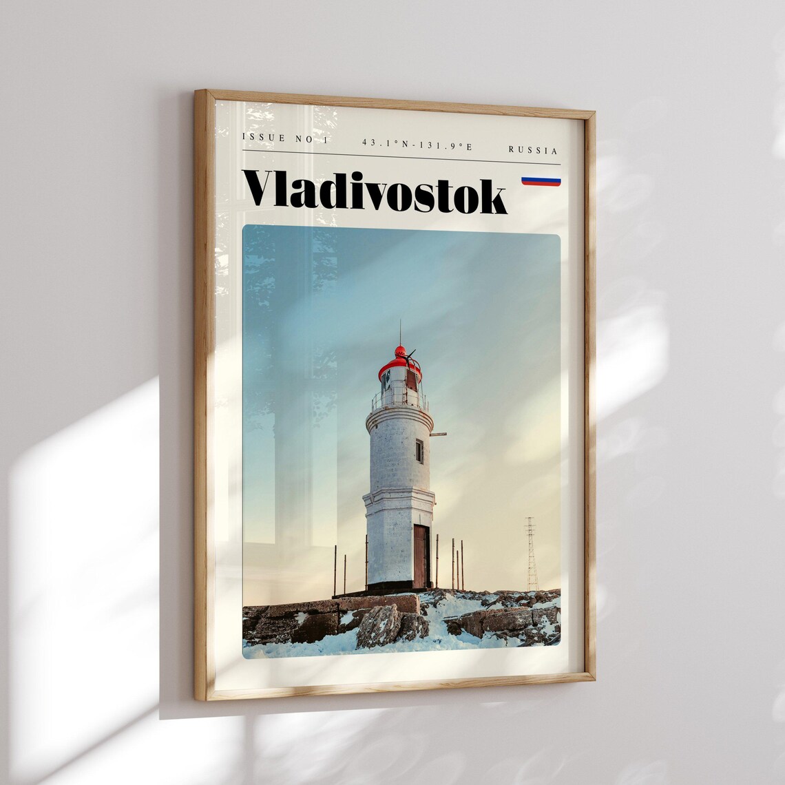 Vladivostok Russia Lighthouse Rocky Winter Coast Travel Poster - Image 2