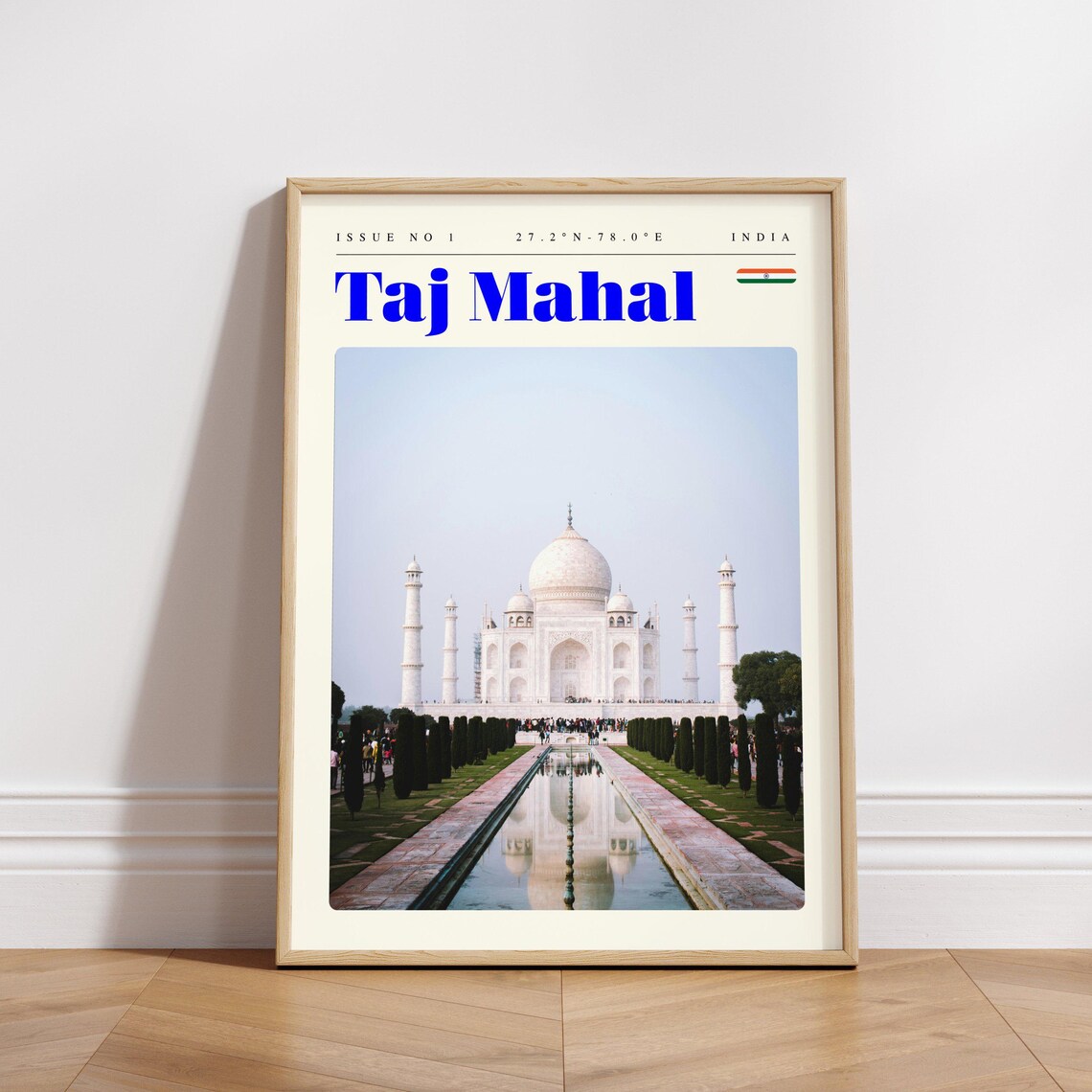 Taj Mahal India Vintage Travel Poster White Marble Mausoleum View - Image 3
