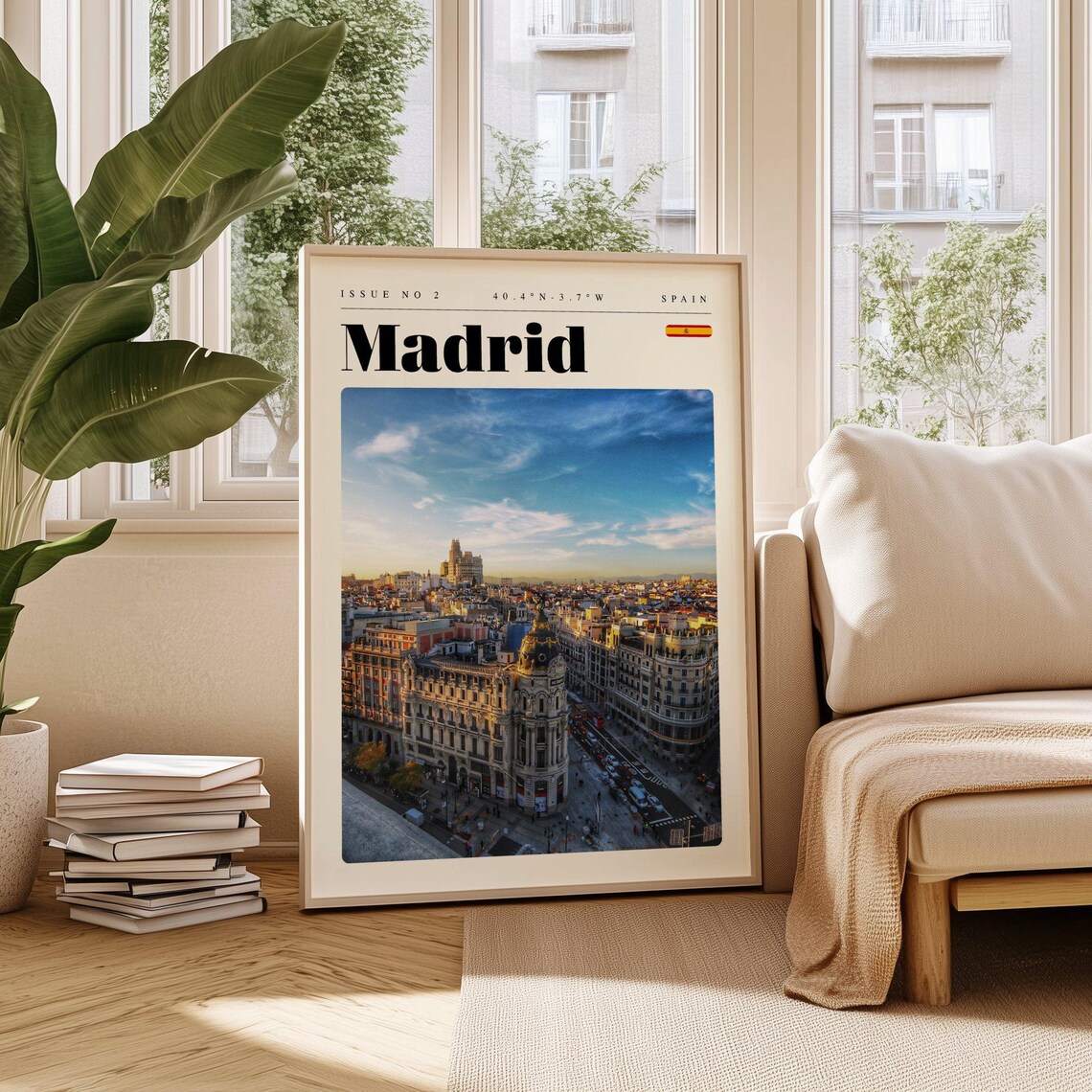 Madrid Gran Via Aerial View Metropolis Building Travel Poster