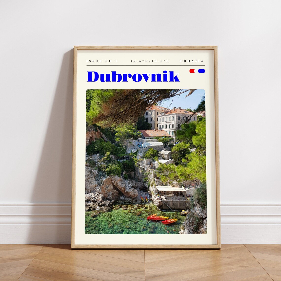 Dubrovnik Croatia Rocky Cove Kayaks Old Town Photo Travel Poster - Image 3