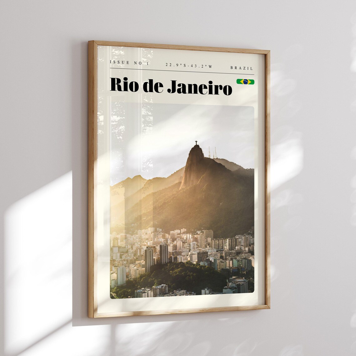Rio de Janeiro Brazil Vintage Travel Poster Christ the Redeemer View - Image 2