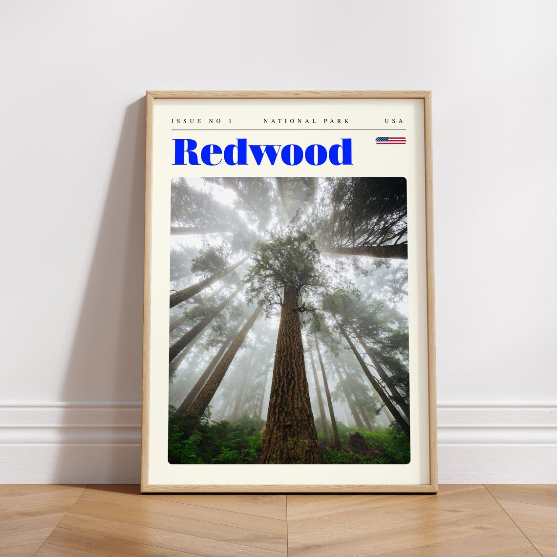 Redwood National Park Vintage Travel Poster Misty Giant Forest Trees - Image 3
