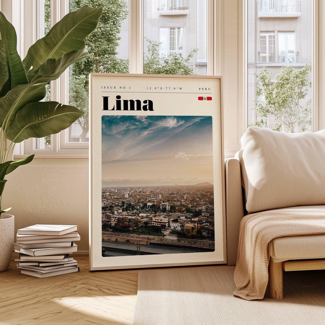 Lima Peru Cityscape Sunset Panorama South America Travel Poster