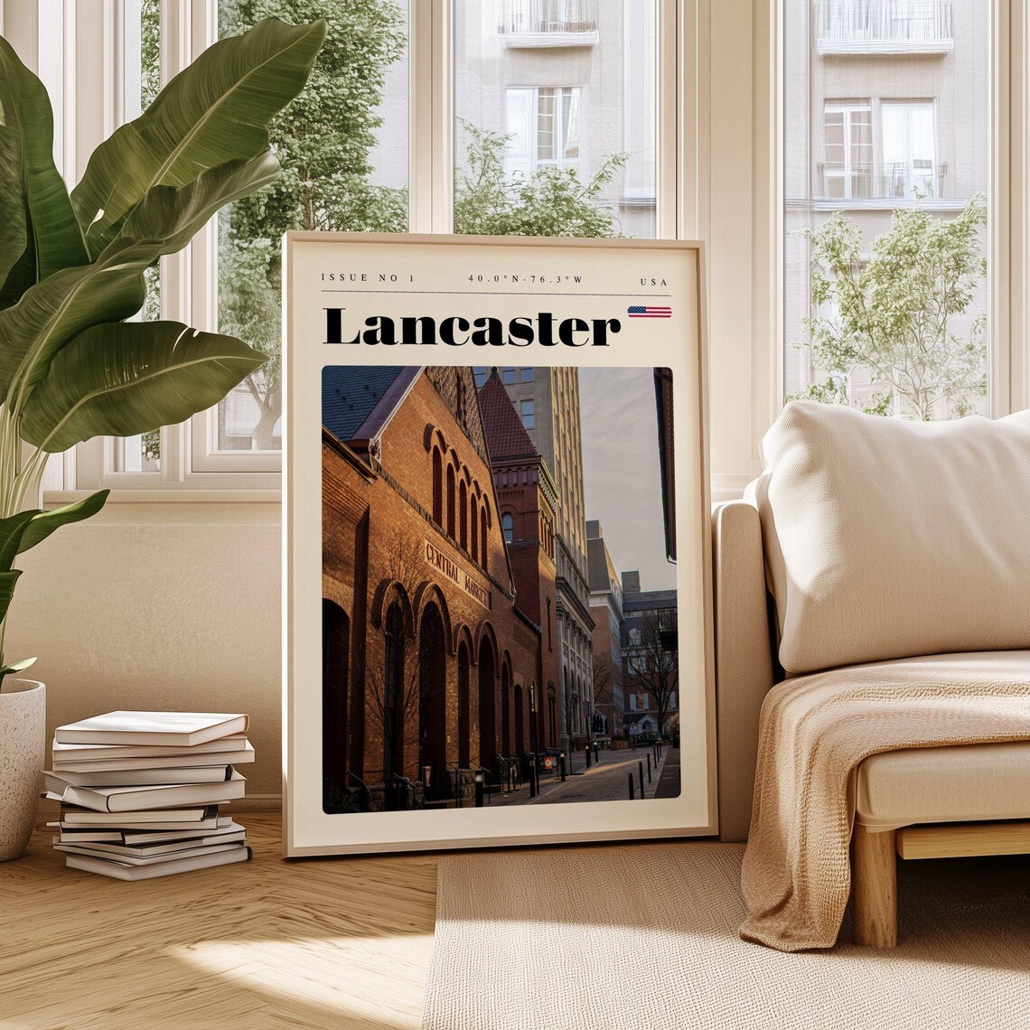 Lancaster Central Market Brick Building Street USA Travel Poster