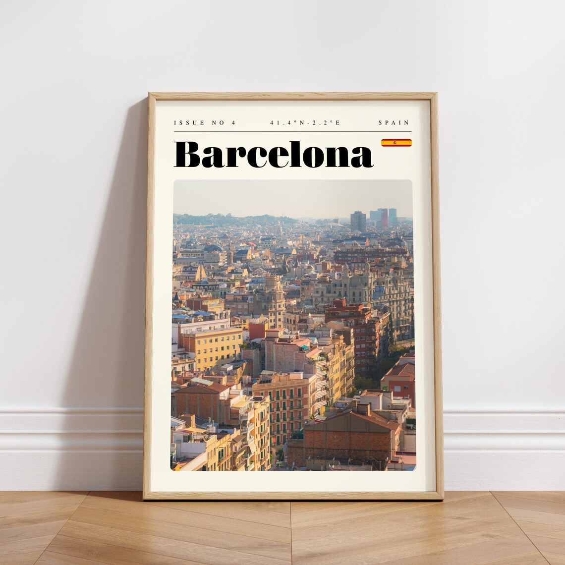 Barcelona Spain Panoramic Old Town Skyline Vintage Travel Poster - Image 3