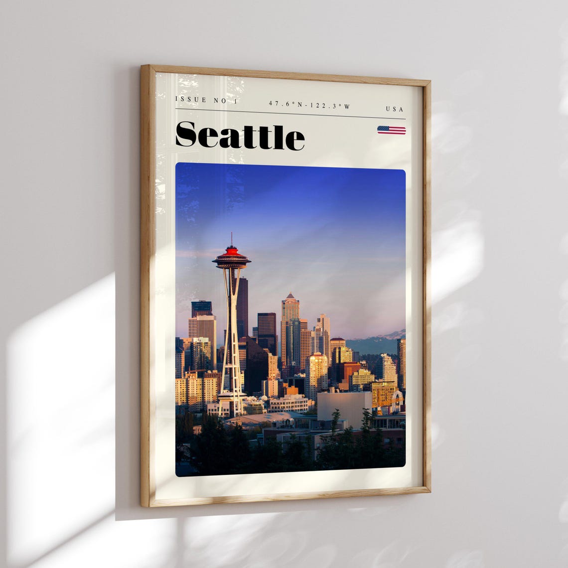 Seattle Space Needle Skyline Sunset Washington Travel Poster - Image 2