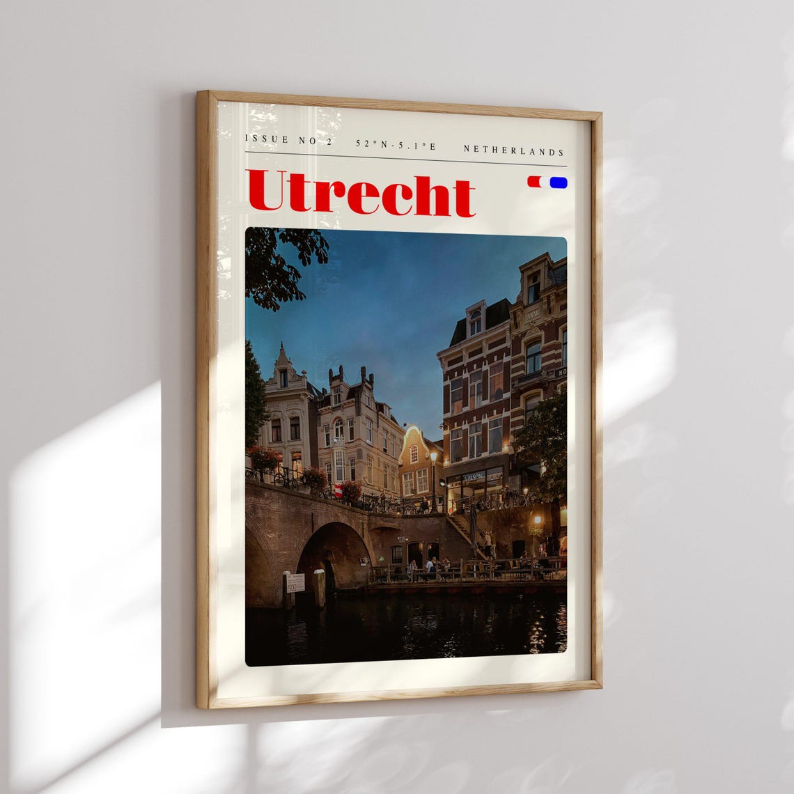 Utrecht Netherlands Canal At Dusk Lit Houses Photography Poster - Image 2