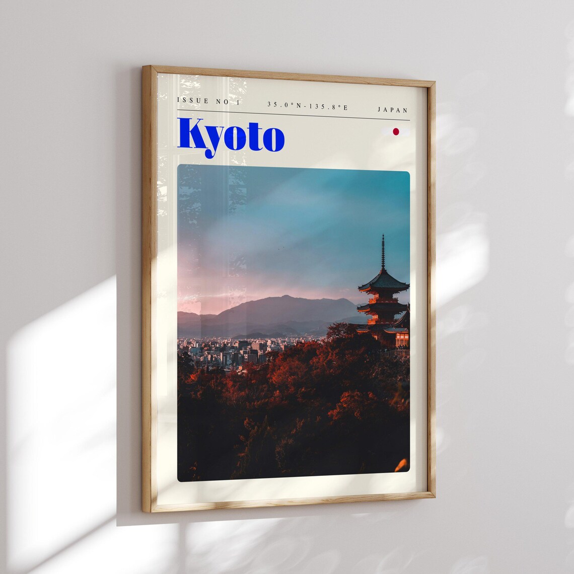Kyoto Japan Pagoda at Dusk Above the City Lights Travel Poster Art - Image 2