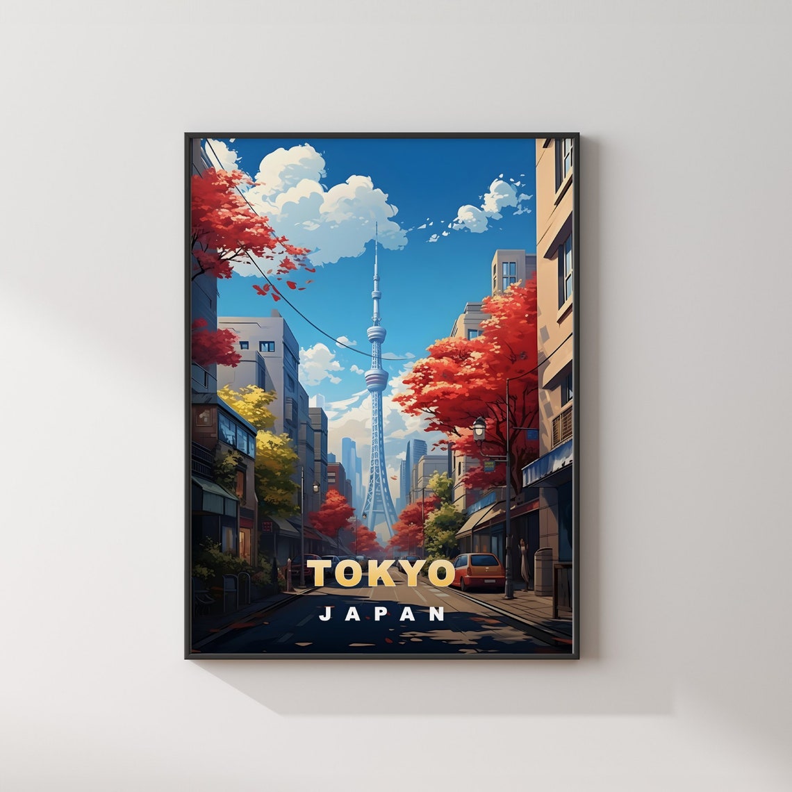 Tokyo Japan Skytree Maple Street Autumn Cityscape Travel Poster - Image 2