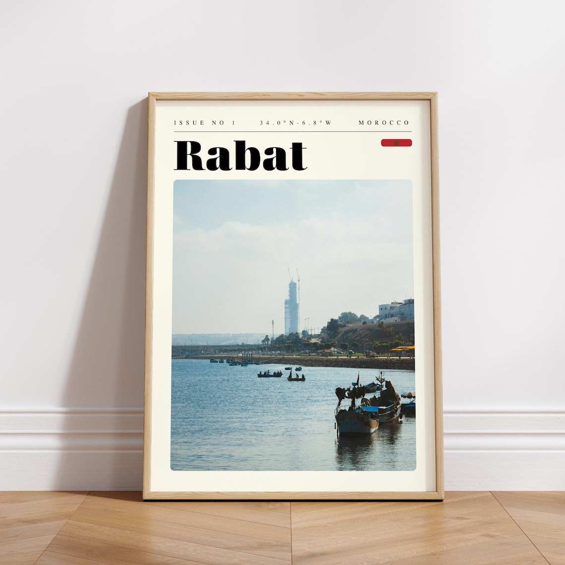 Rabat Morocco River Boats Waterfront Sunset Modern Travel Poster - Image 3