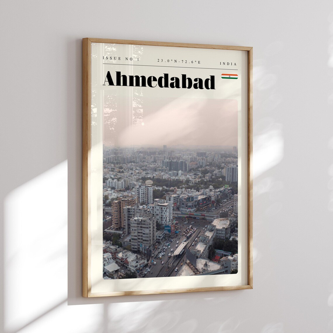 Ahmedabad India Aerial Skyline at Sunset Modern Travel Poster - Image 2
