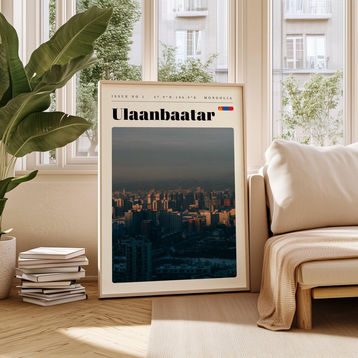 Ulaanbaatar Mongolia City Skyline At Dusk Photography Travel Poster
