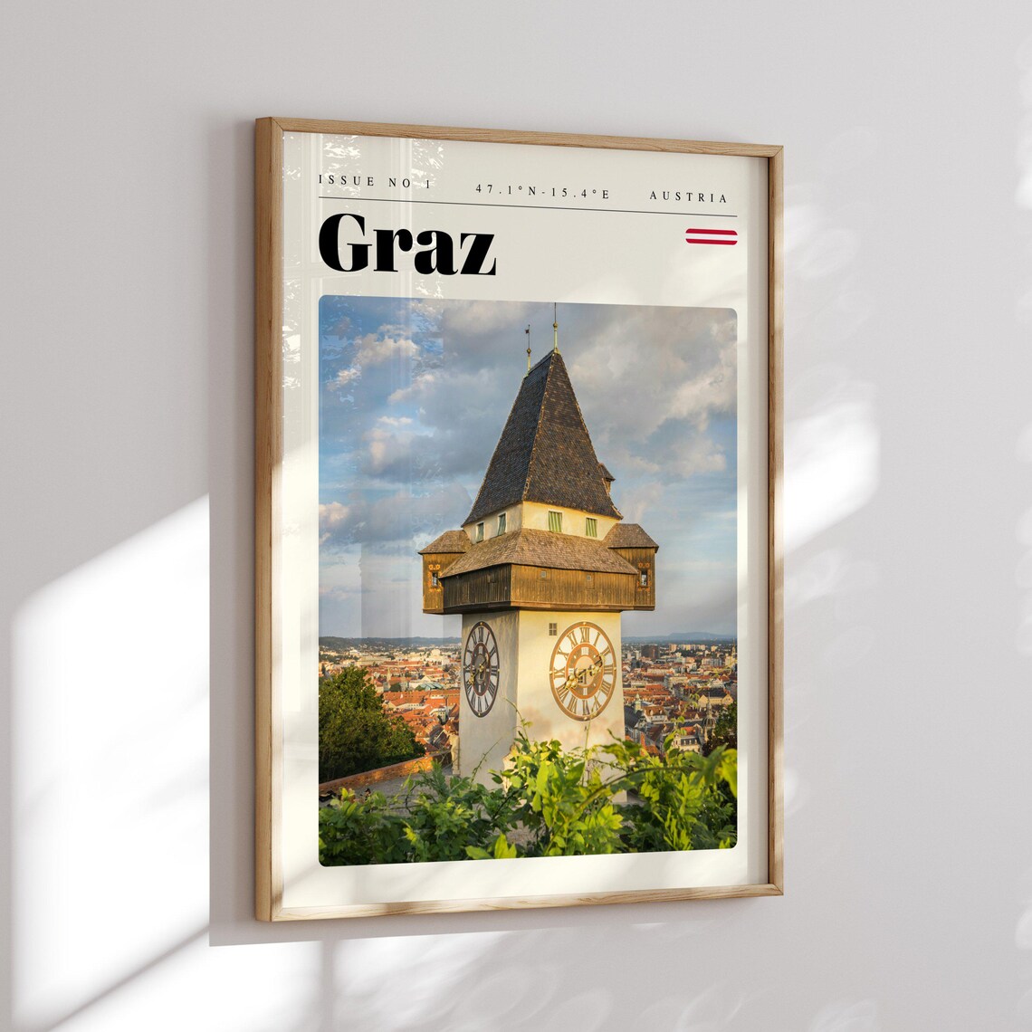 Graz Austria Medieval Clock Tower Above Old Town Travel Poster - Image 2