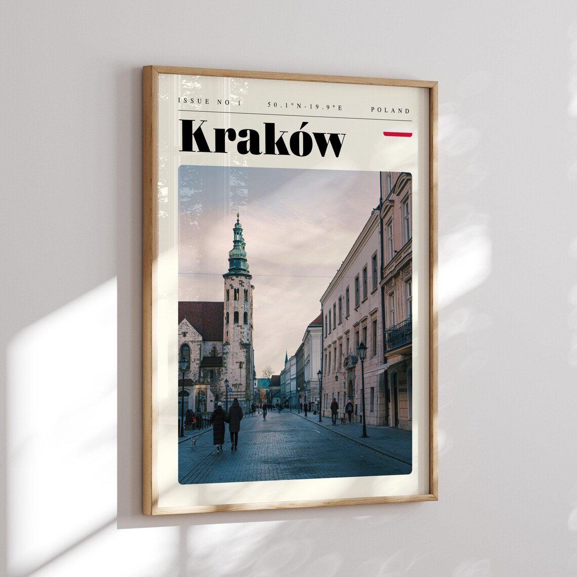 Krakow Poland Old Town Cobblestone Street Church Tower Travel Poster - Image 2