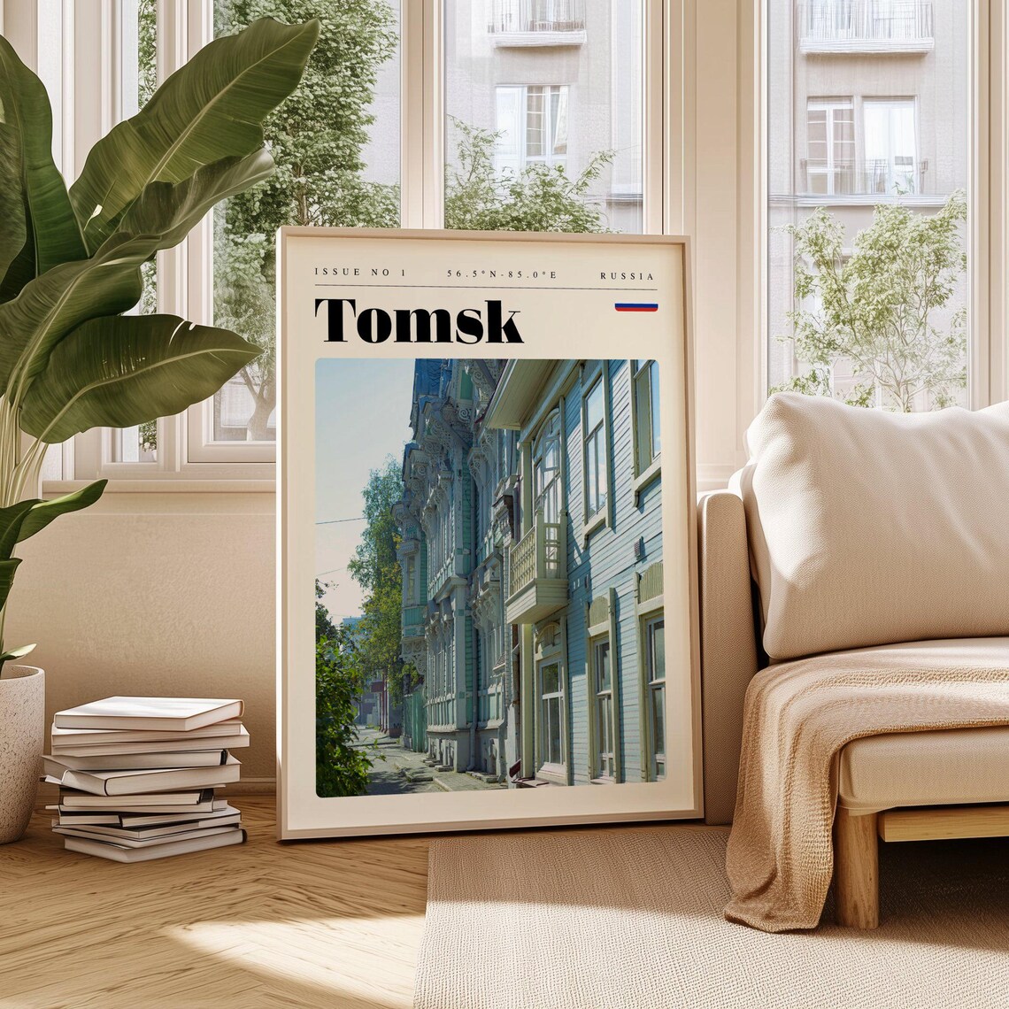 Tomsk Russia Vintage Travel Poster Historic Wooden Houses Street