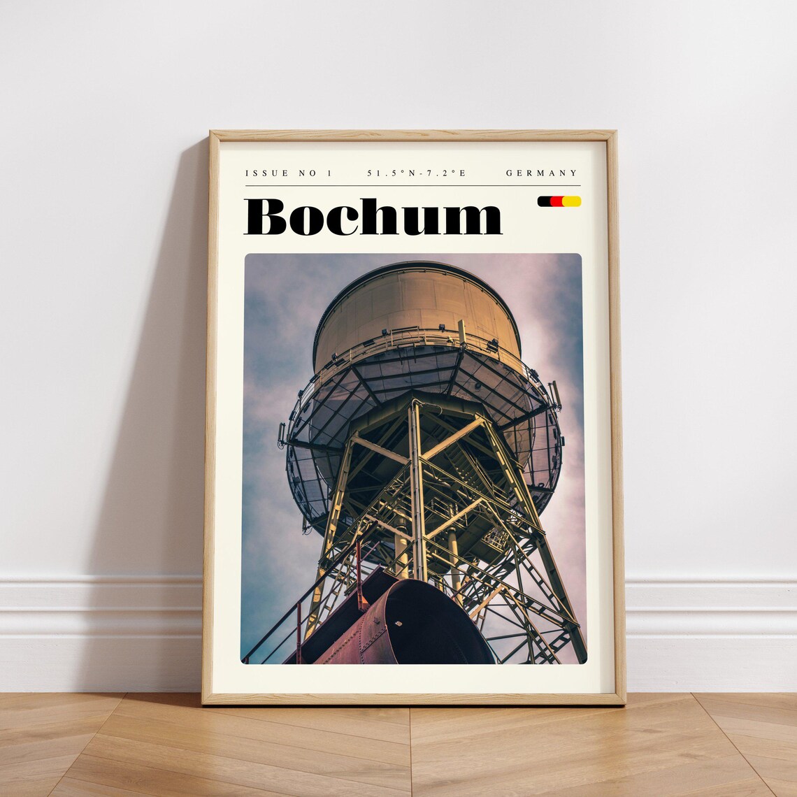 Bochum Germany Industrial Steel Water Tower Heritage Travel Poster - Image 3