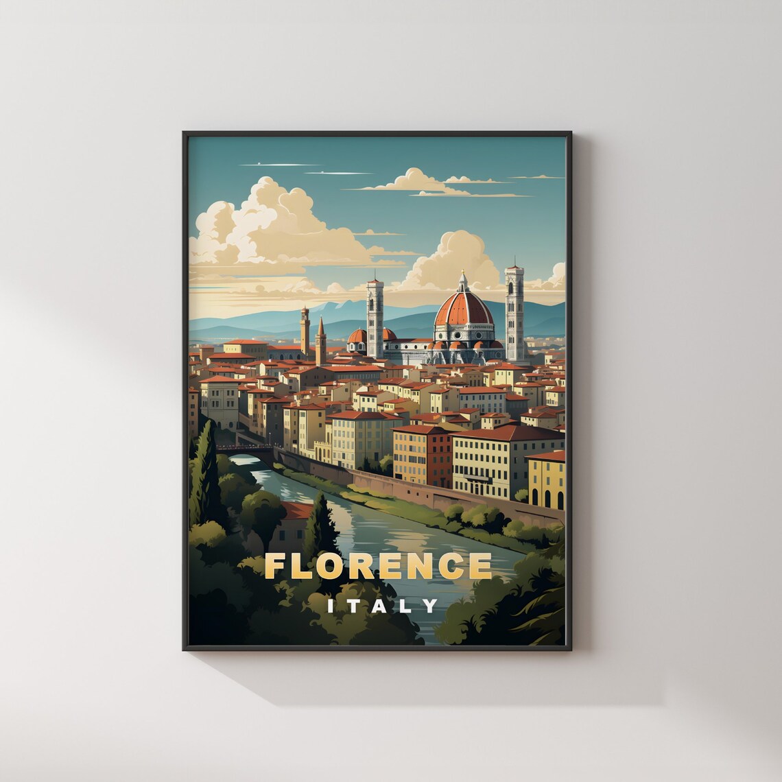 Florence Italy Duomo Cathedral River Retro Travel Poster Decor Art - Image 2